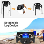Happygrill Camping Stove Outdoor, High Pressure Single Burner Propane Gas Camp Stove W/Detachable Legs, 100,000 Btu Output, 0-20