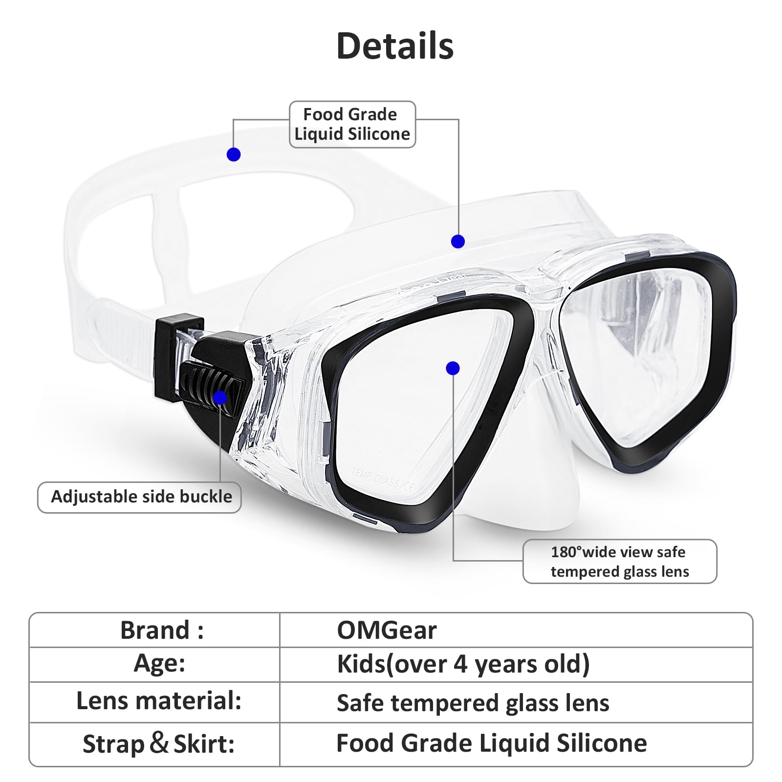 Junior Snorkeling Goggles Kids Swim Mask Swimming Gear Scuba Diving Mask For Outdoor Recreation Snorkel Mask (Black)