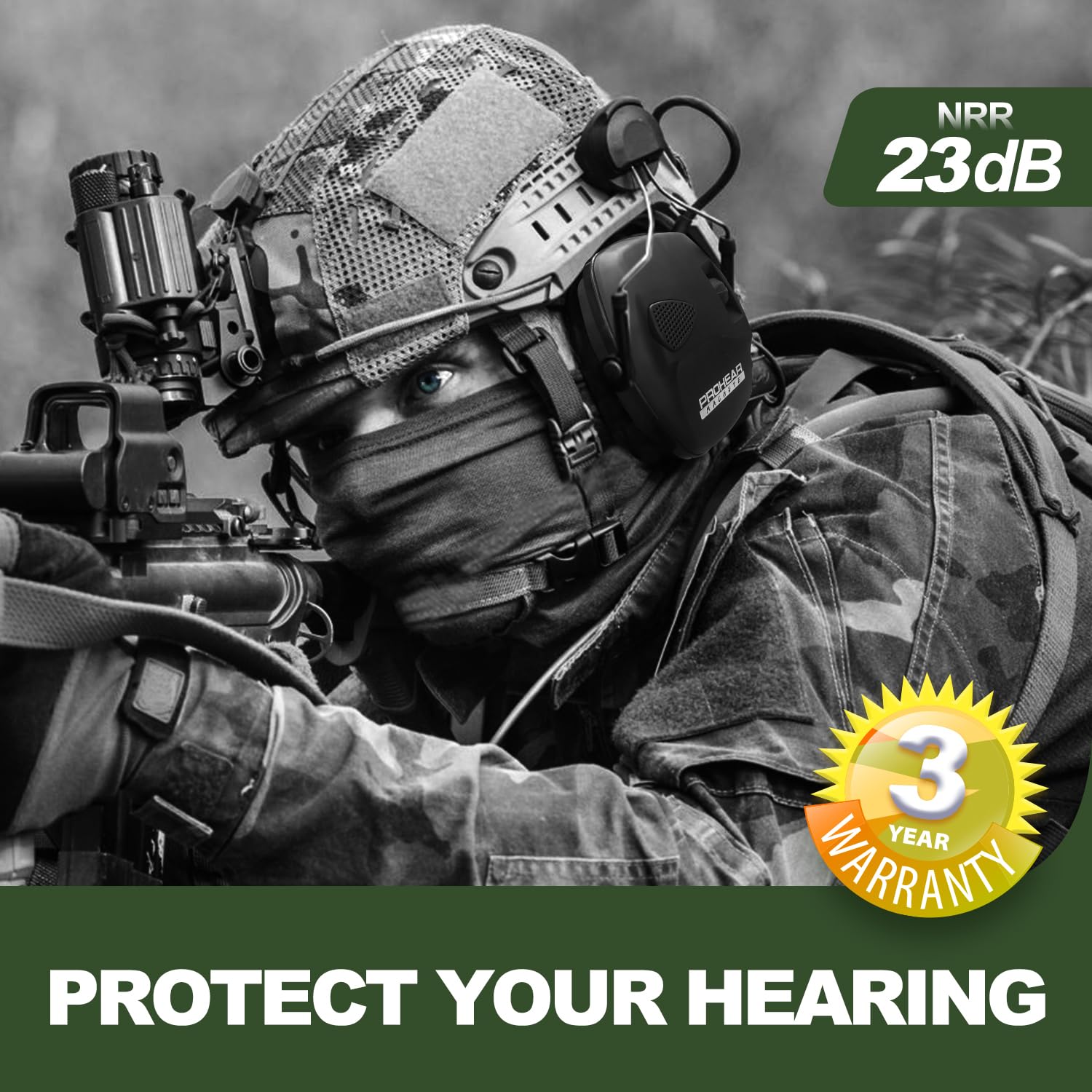 Prohear Arc Rail Adapter For Helmet Shooting Ear Protection Earmuffs, Nrr 23Db Noise Reduction Hearing Protection For Hunting, B
