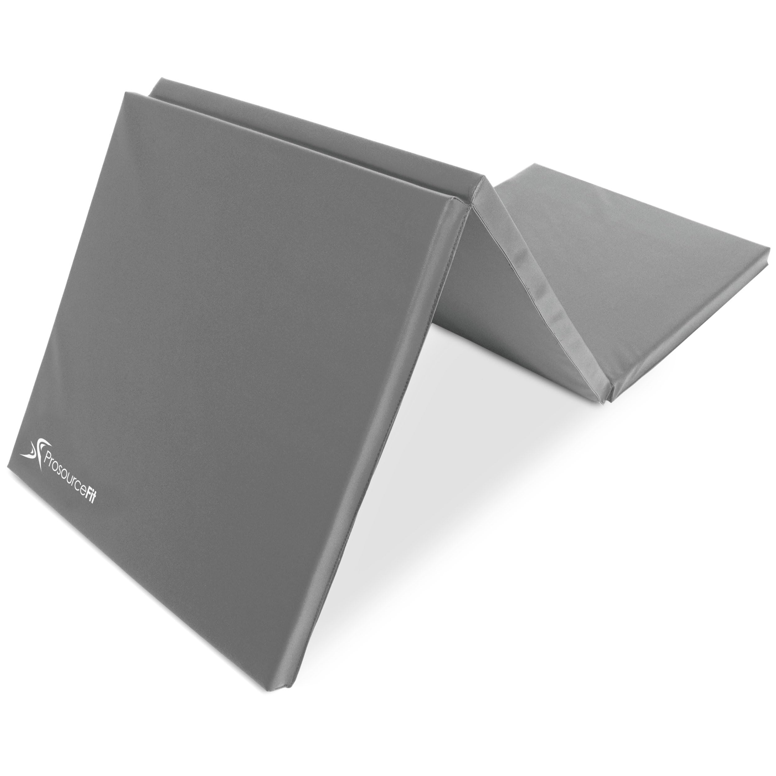 Prosourcefit Tri-Fold Folding Thick Exercise Mat 6Ax2A With Carrying Handles For Mma, Gymnastics Core Workouts, Grey
