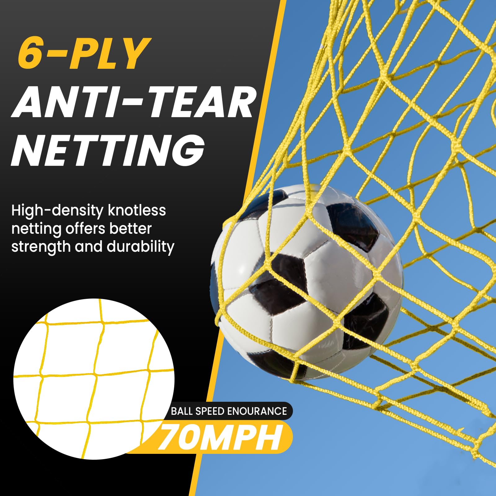 Mangostar Soccer Goal, 12X6 Ft Soccer Goals For Backyard Portable Net Collapsible Metal Base, Quick Setup Soccer Net For Indoor