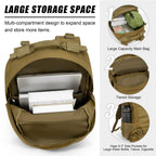 Jueachy Tactical Backpack For Men Hiking Day Pack Molle Military Rucksack Waterproof 30L Edc Bag With Usa Flag Patch Tan Style