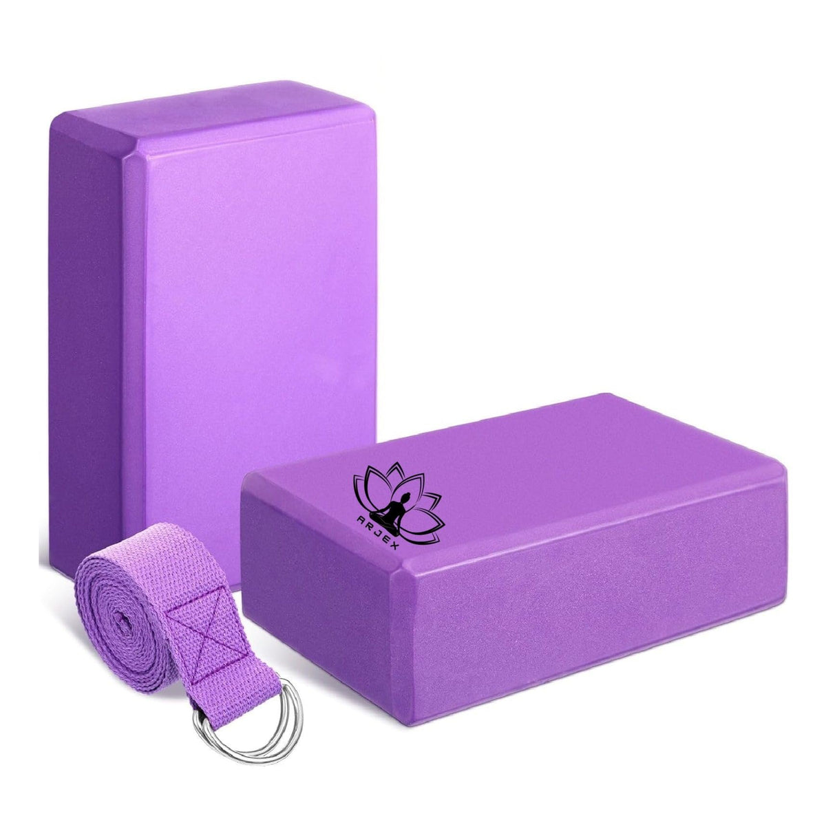 Darkness Yoga Block And Yoga Strap Set, 2 Eva Foam Soft NonSlip Yoga Blocks 964 Inches, 5Ft Metal DRing Strap For Yoga, Genera