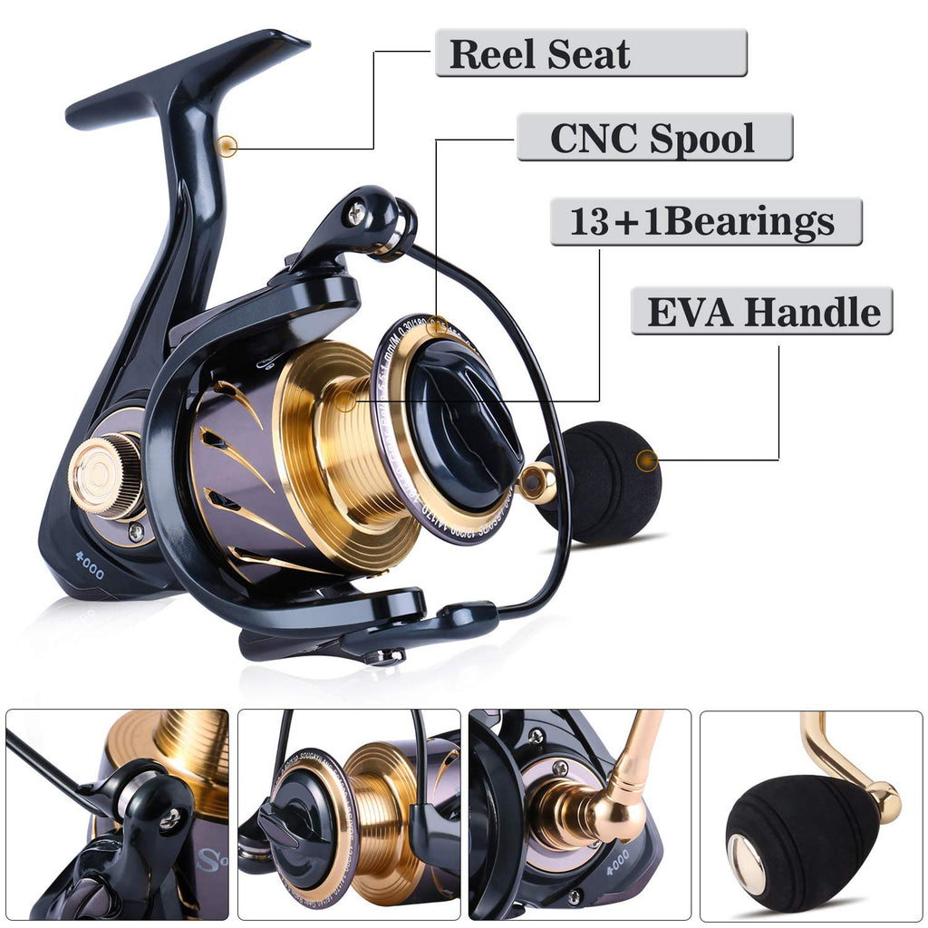 Sougayilang Telescopic Fishing Rod And Reel Combos Full Kit, Carbon Fiber Fishing Pole, 13 +1 Shielded Bearings Stainless Steel