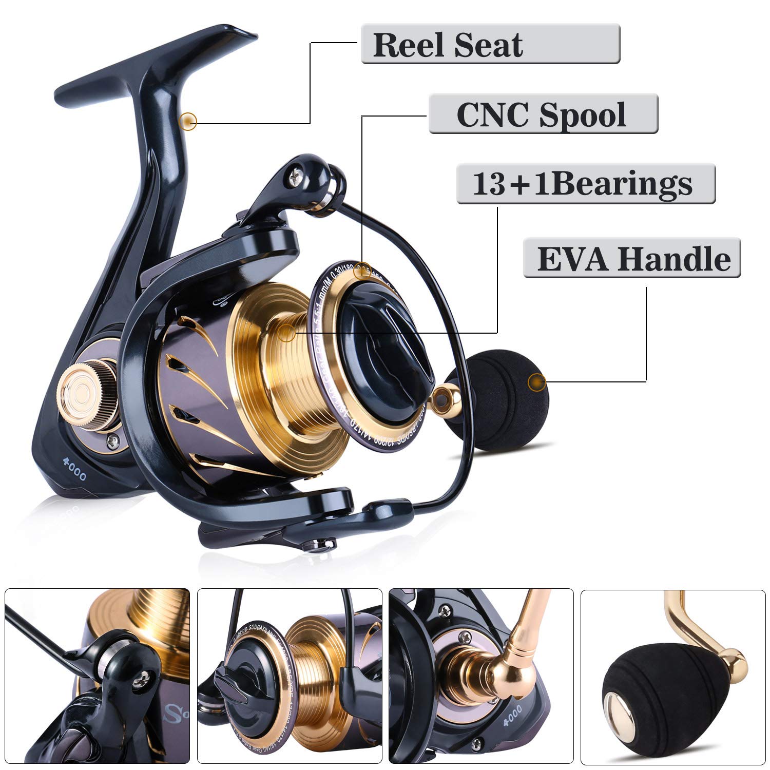Sougayilang Telescopic Fishing Rod And Reel Combos Full Kit, Carbon Fiber Fishing Pole, 13 +1 Shielded Bearings Stainless Steel