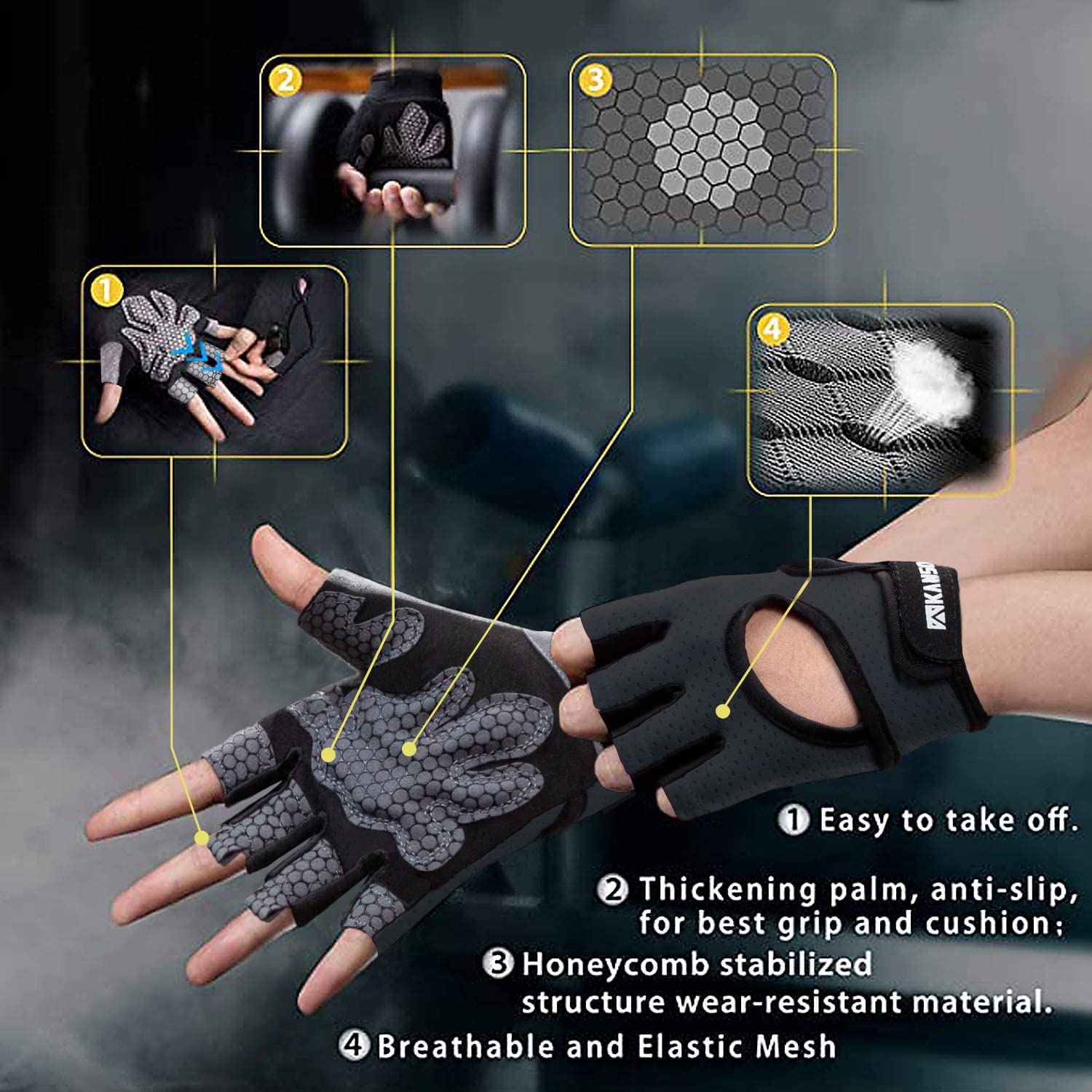 Lifect Essential Breathable Workout Gloves, Weight Lifting Shorty Fingerless Gloves With Curved Open Back, For Gym, Women And Me