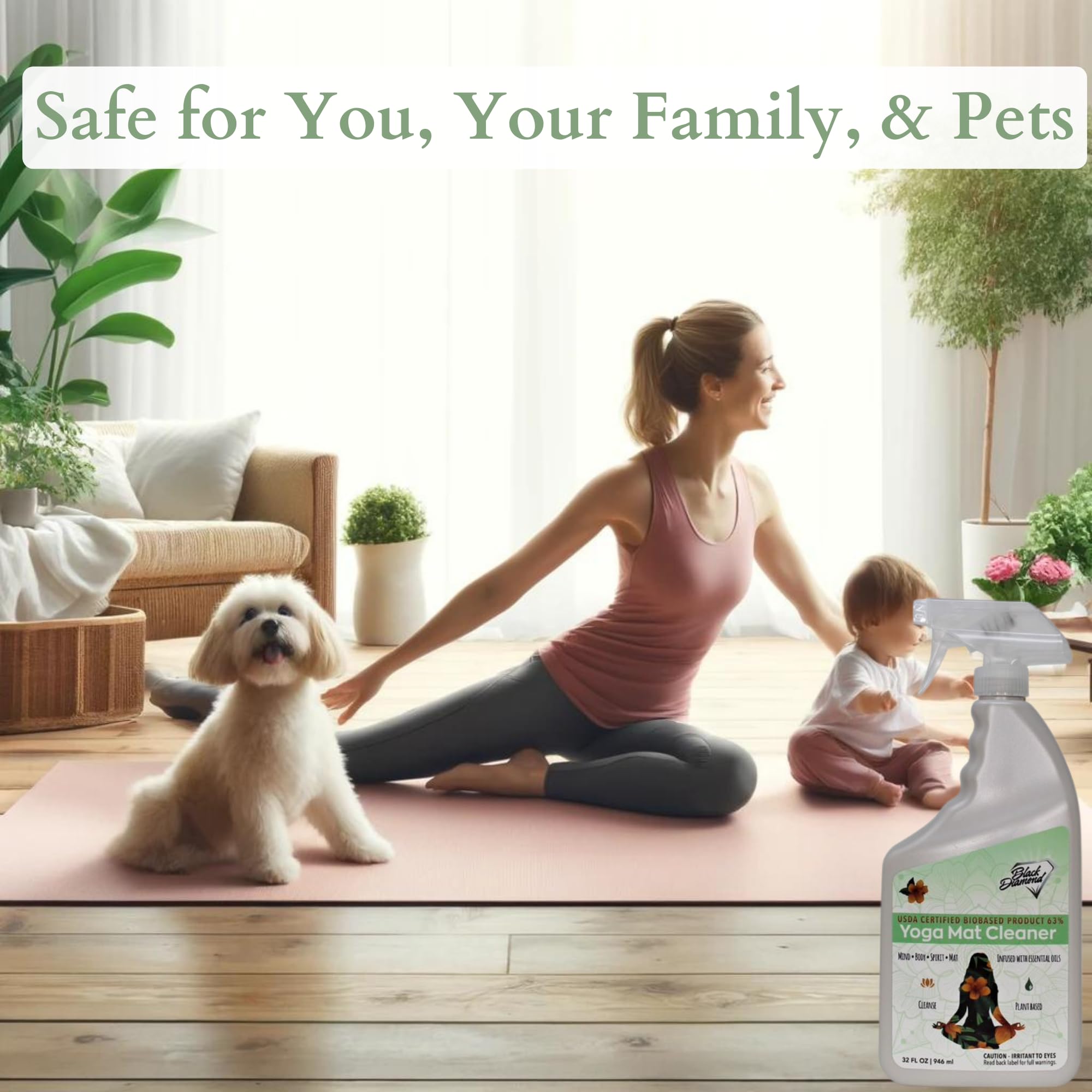 Black Diamond Stoneworks Yoga Mat Cleaner: Usda Certified Biobased- Essential Oils, Safe For All Type Of Materials, Exercise, Pi