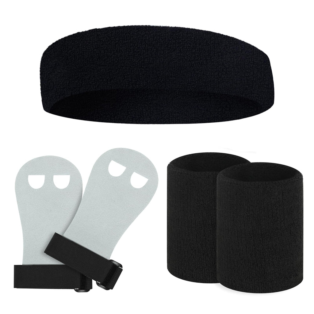 Gymnastics Hand Grips Wristbands Sets: 5Pcs Bar Grips Palm Protectors And Headband For Girls Kids Youth Support Sports Accessori