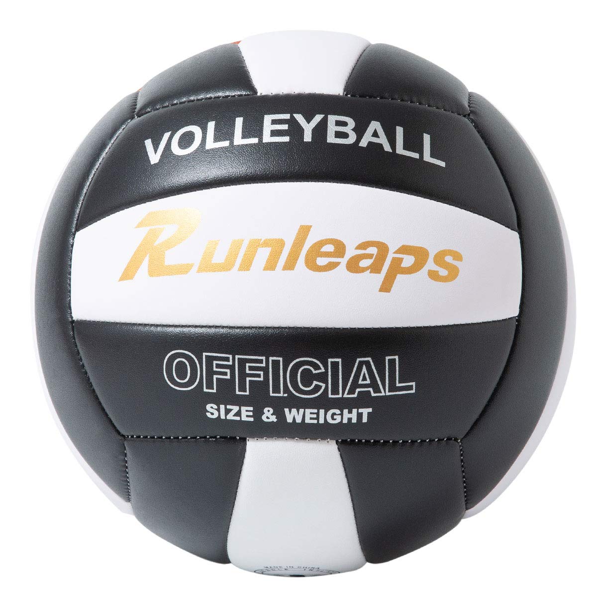 Runleaps Volleyball Waterproof Indoor Outdoor Volleyball For Beach Game Gym Training Official Size 5 (Blackwhite)