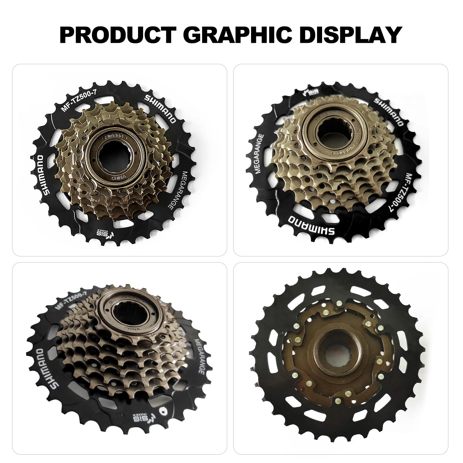 Rainflowwer Shimano 7 Speed Bike Cassette, Mf-Tz500-7 Bicycle Cassette 14-34T Multiple Cassette Cycling Replacement Part