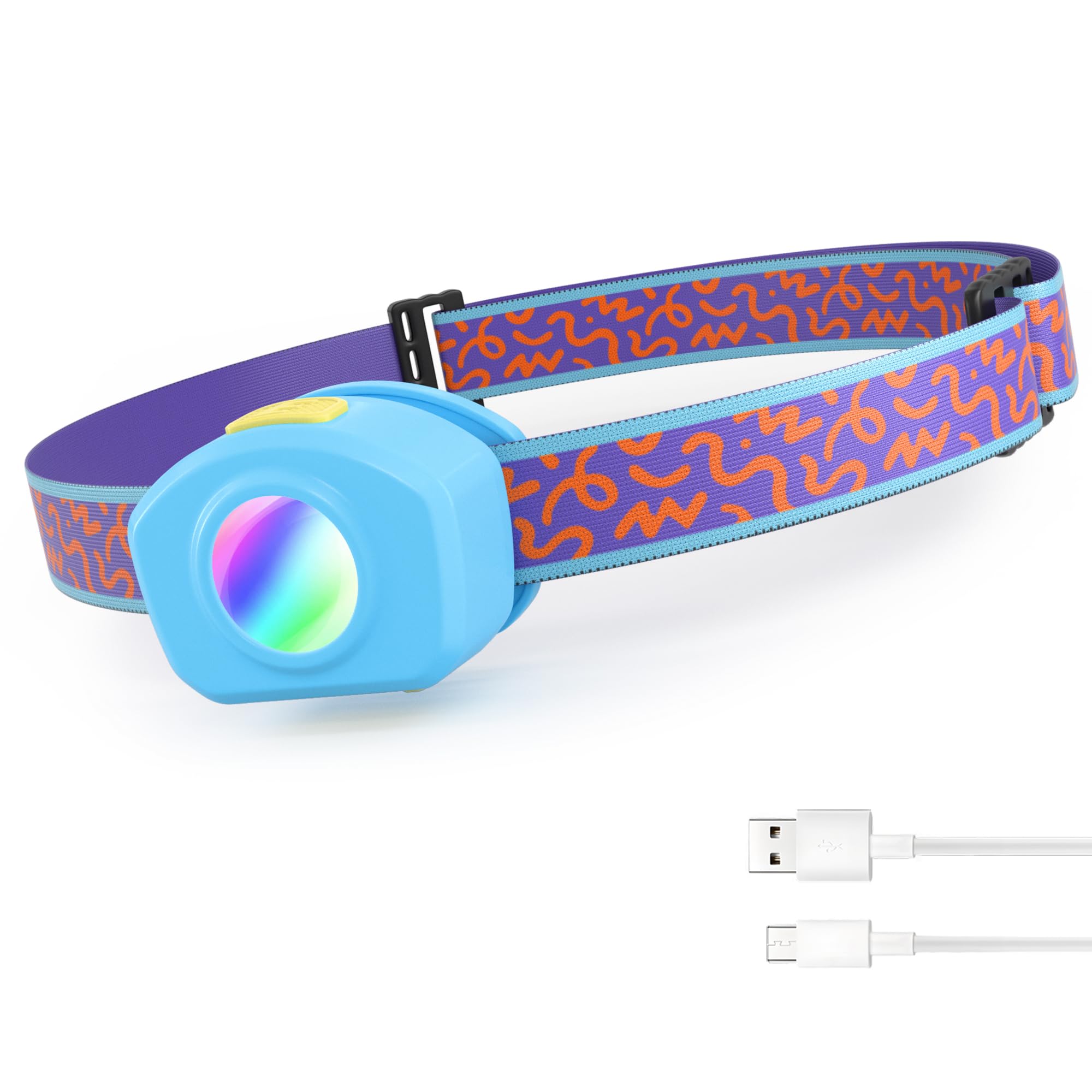 EverBrite LED Headlamp Rechargeable Kids Headlamp with RGB Mode and Adjustable Headband, 3 Modes Multicolor Headlamp for Kids, K