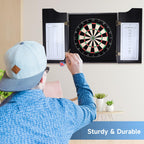 Gse Professional Solid Wood Classic Dartboard Cabinet With Sisal/Bristle Dartboard, Dart Scoreboard, And 6 Steel Tip Darts, Easy