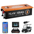 VEVOR 72V (70.4V) 105AH Lithium Golf Cart Battery, with 15A Charger, Lifepo4 Battery Kit, Built-in 200A BMS, with Bluetooth & To