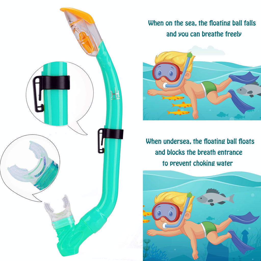 Kids Snorkel Set With Fins, Snorkel Fins Mask Set For Kids Child Snorkeling Gear With Flippers Anti Leak, Youth Snorkel Fins Set