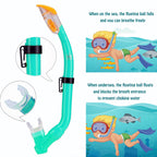 Kids Snorkel Set With Fins, Snorkel Fins Mask Set For Kids Child Snorkeling Gear With Flippers Anti Leak, Youth Snorkel Fins Set