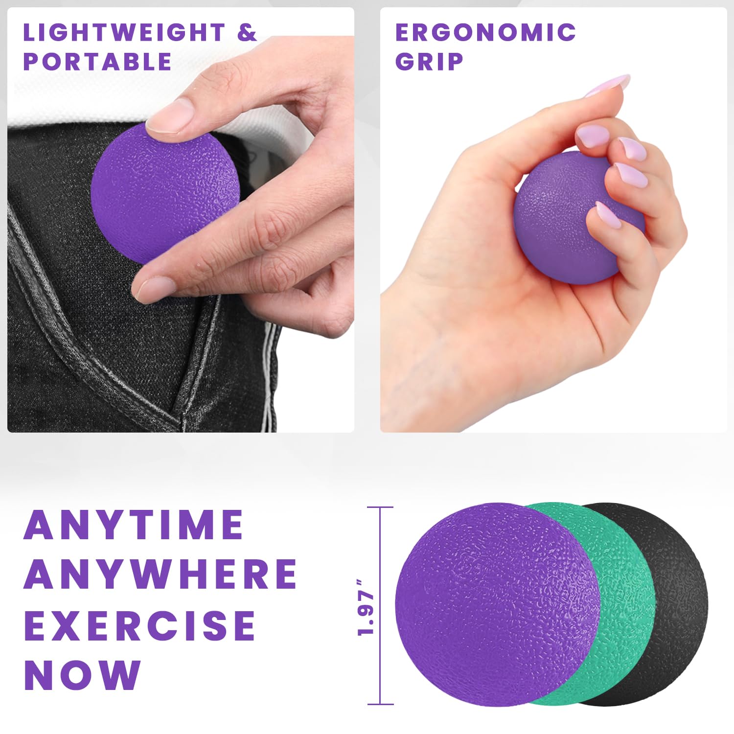 Ortarco 3 Pack Stress Balls for Adults, Hand Strengthening Devices Exercise Balls Physical Therapy Ball, Squeeze Balls for Hand