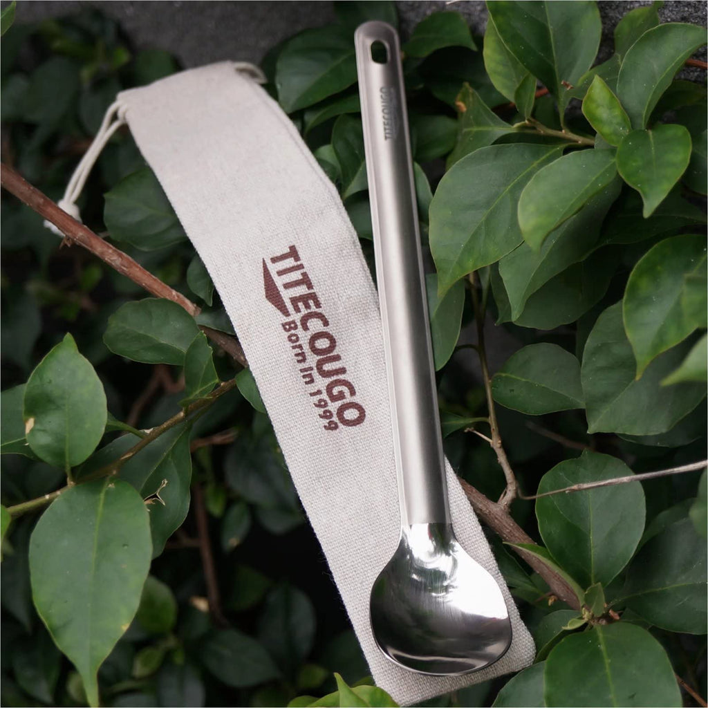 Titecougo Titanium Spoon Camping Long Spoon Titanium Multitool Lightweight Camp Outdoors Hiking Travel Convenient Picnic Spork F