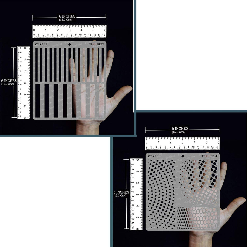 Craftreat Texture Stencils For Painting On Wood, Canvas, Paper, Fabric, Floor, Wall And Tile - Stripes And Halftone Circles - 2