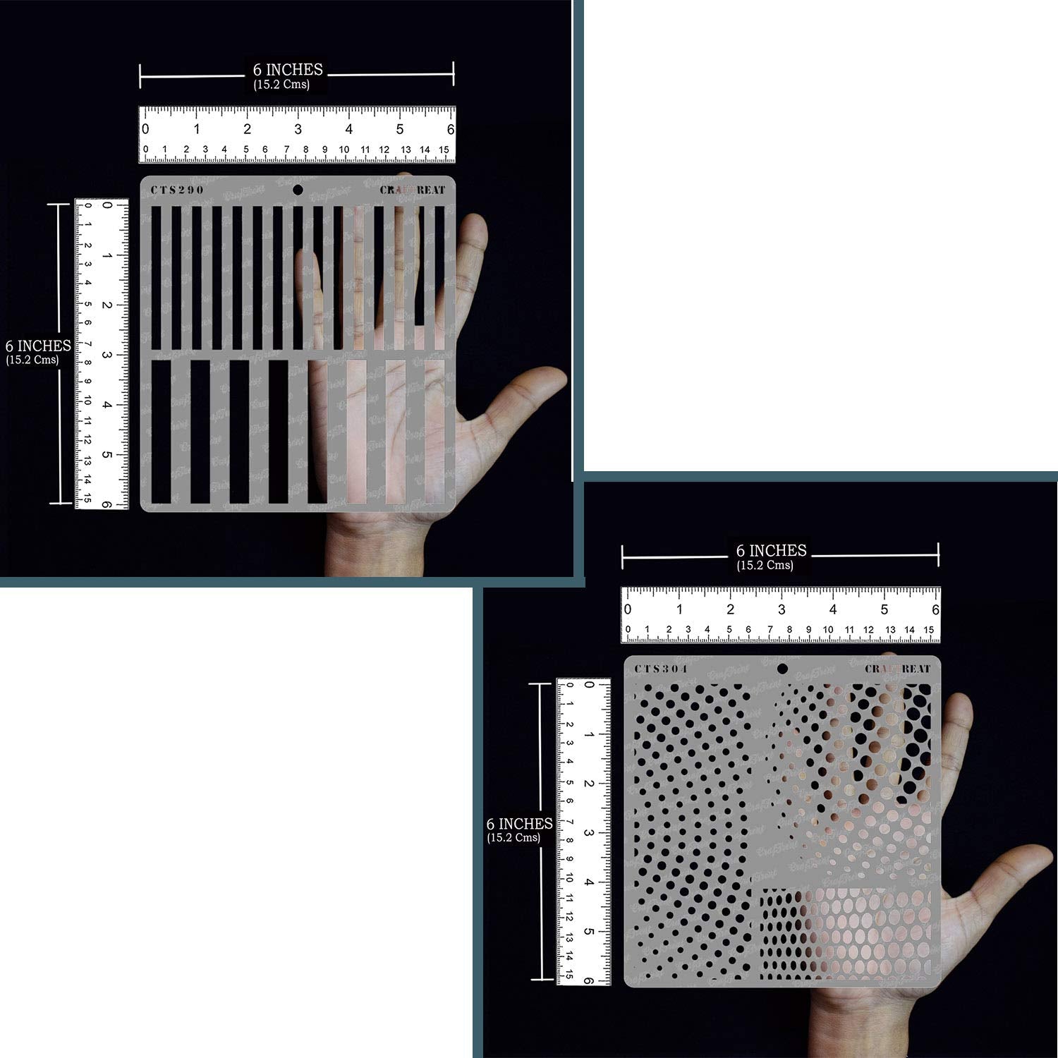 Craftreat Texture Stencils For Painting On Wood, Canvas, Paper, Fabric, Floor, Wall And Tile - Stripes And Halftone Circles - 2