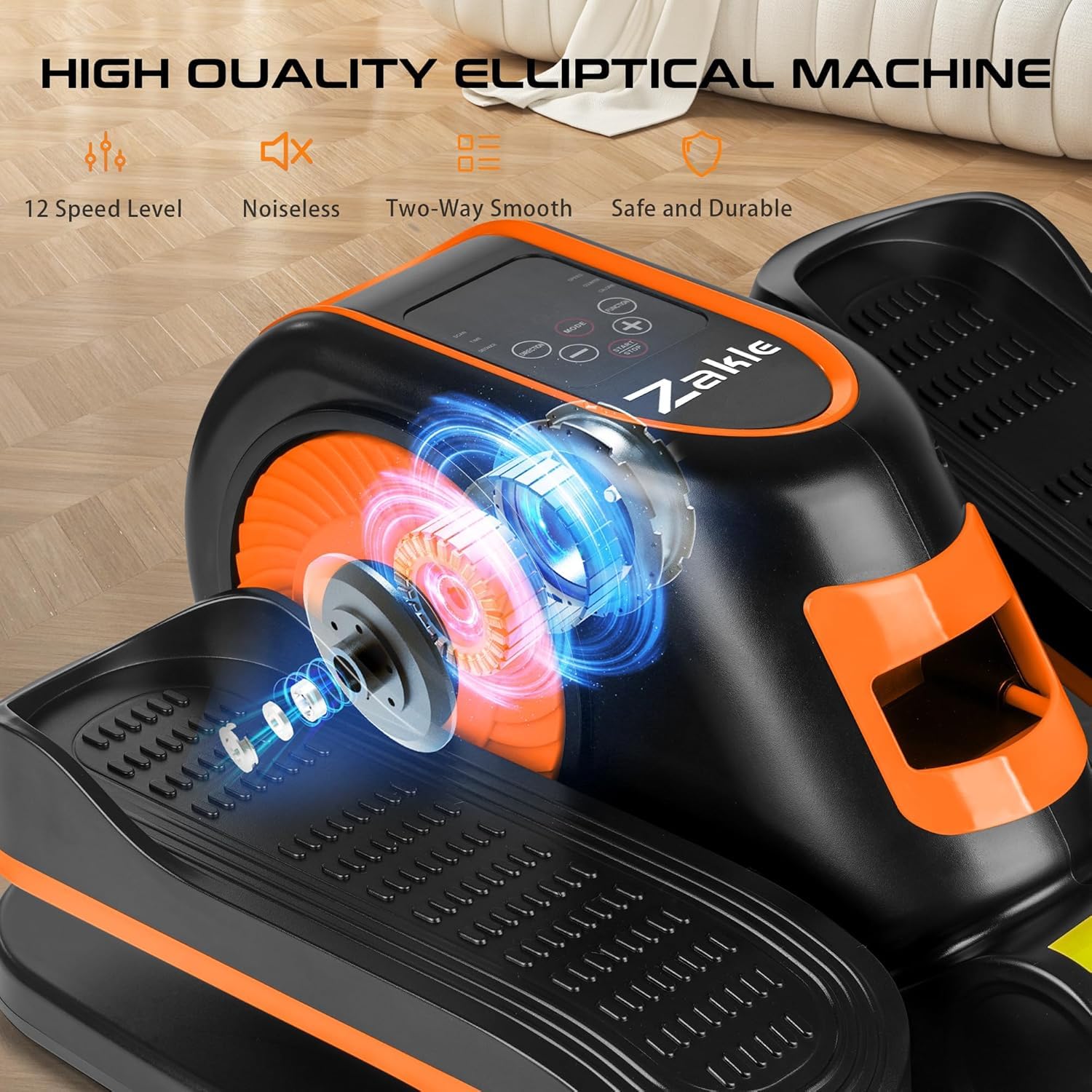 Zakle Under Desk Elliptical Machine, Electric Elliptical Training Machine For Seniors W/Remote Control, 12 Speed Levels, Manual