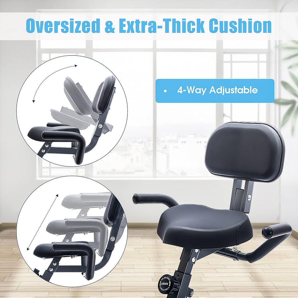 Merax Folding 3 In 1 Adjustable Exercise Bike With Resistance Bands Convertible Magnetic Upright Recumbent Bike