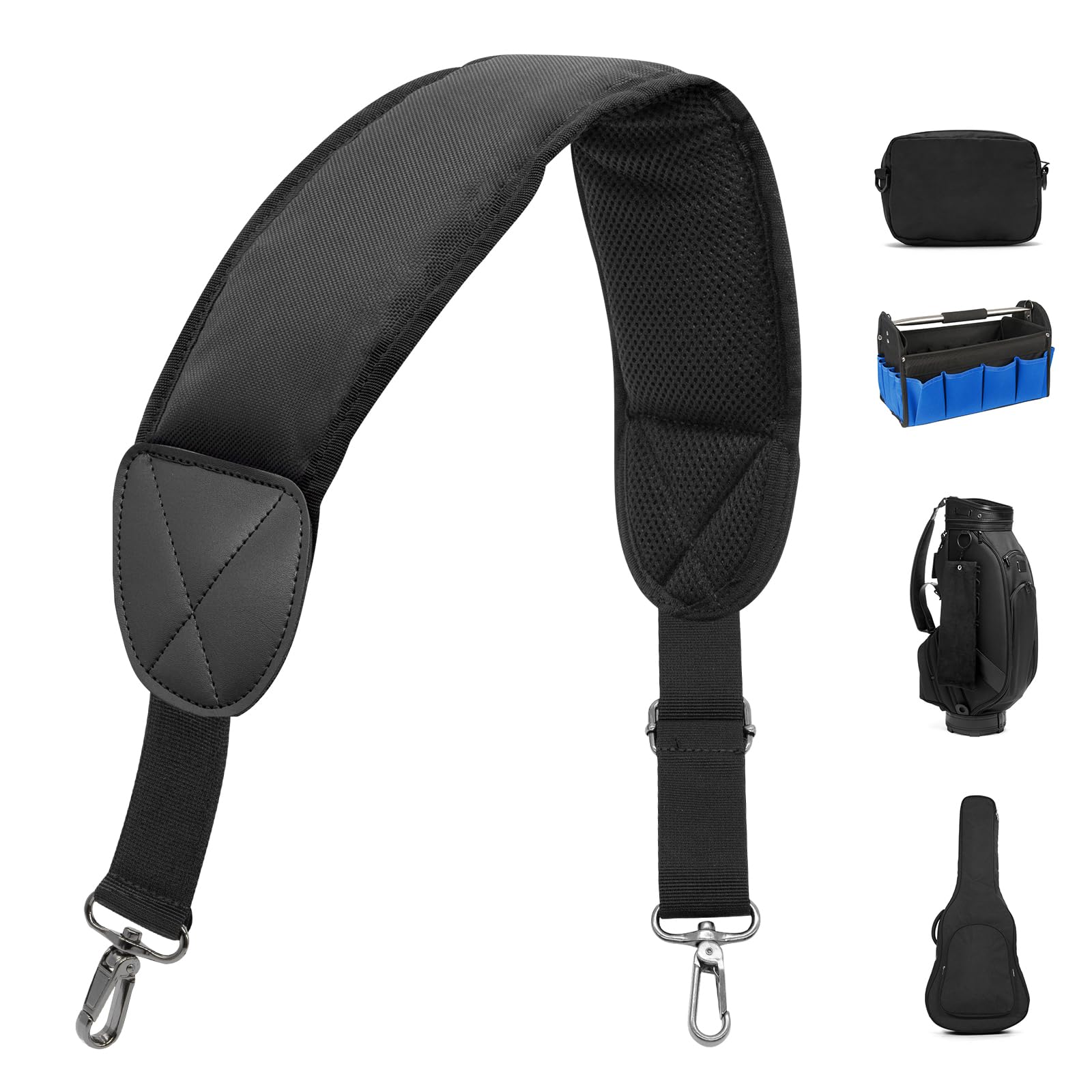 barudan golf Bag Strap Replacement Universal Single Shoulder Strap fits for All Brand Golf Bags (Black)