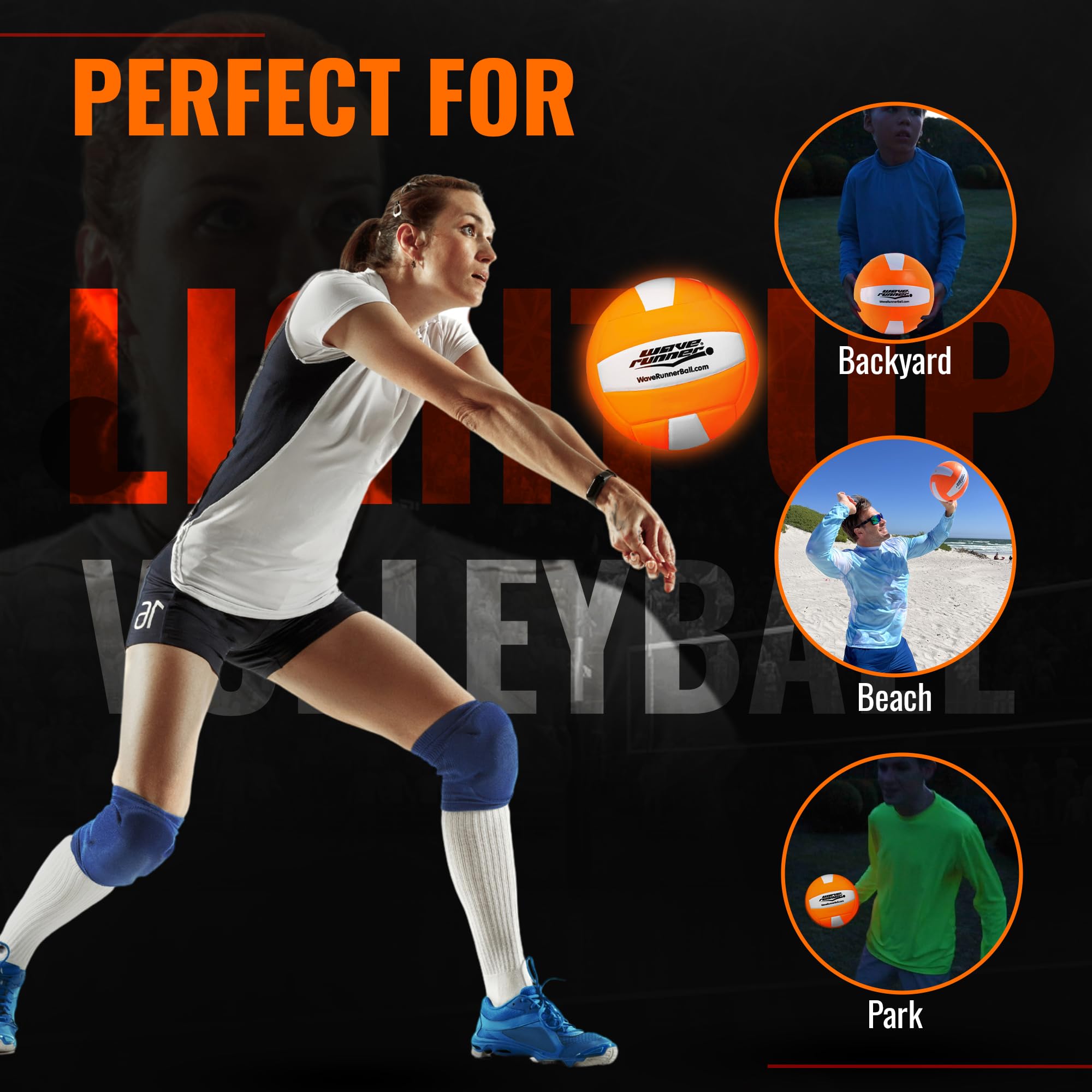 Wave Runner Led Light Up Volleyball - Glow In The Dark Volley Ball - Volleyball Gifts For Teen Girls | Beach Sports And Outdoors