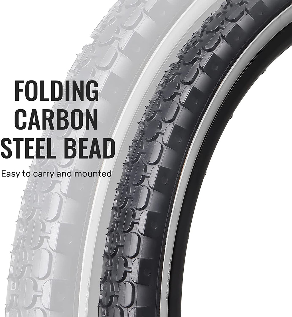 Mohegia Bike Tire,24'' X 2.125'' Folding Beach Cruiser Bicycle Replacement Tires/White Side Wall
