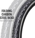 Mohegia Bike Tire,24'' X 2.125'' Folding Beach Cruiser Bicycle Replacement Tires/White Side Wall