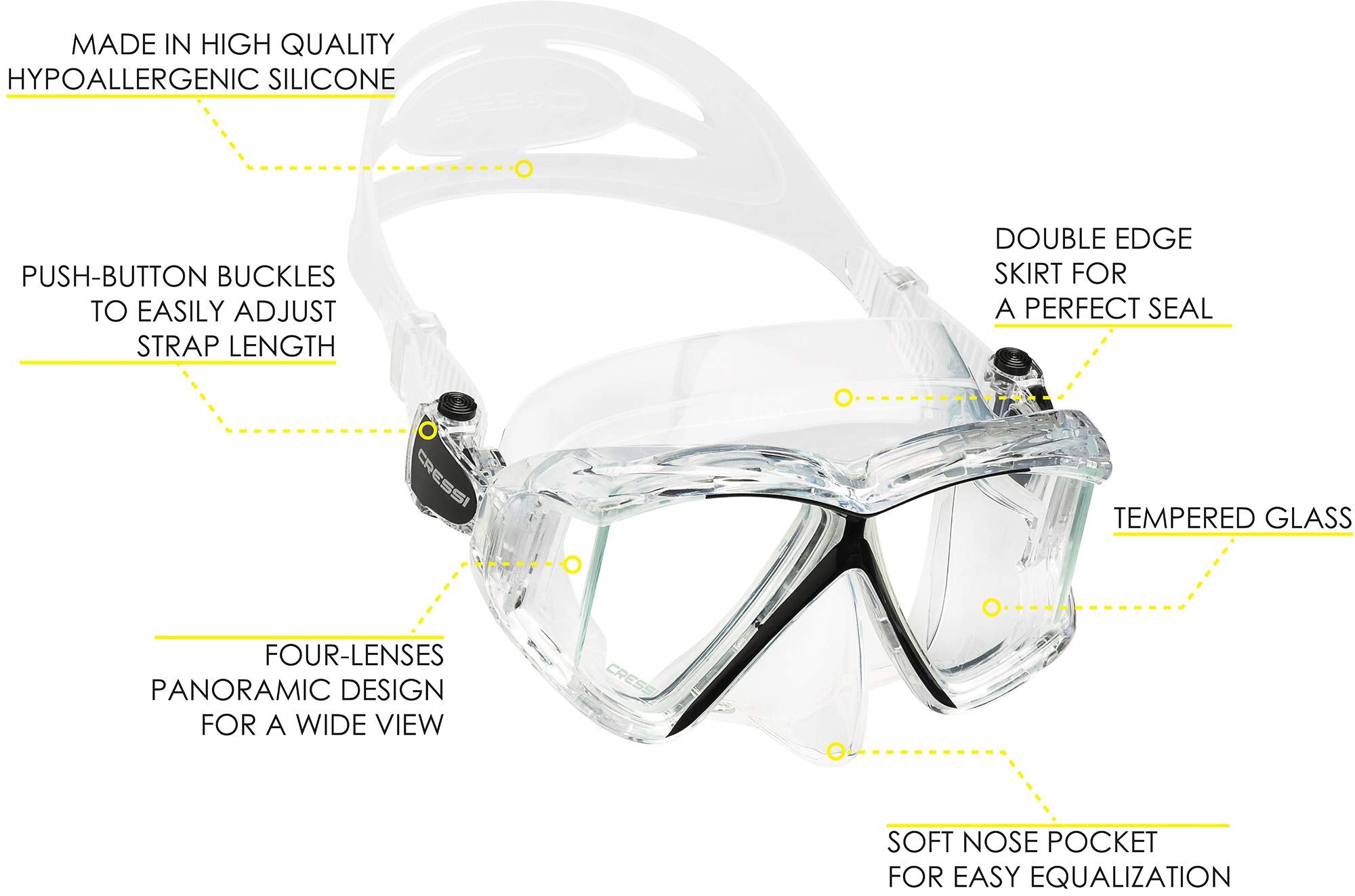 Cressi Pano 4 & Supernova Dry, Clear/Lime