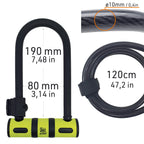 Urban Ur80150B Bicycle U Lock, Hardened Steel, Double Locking, Fork A051In Coating, Interior 31X75In, Security Loop Cable 39Ft A
