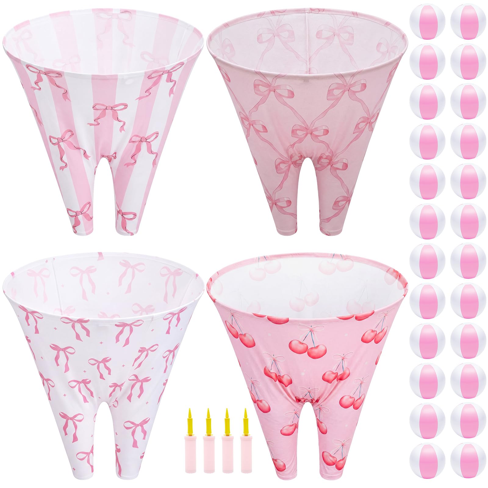 LaRandom 32 Pcs Granny Pants Yard Game, Summer Beach Game with 4 Oversized Pants & 24 Balls & 4 Pumps, Giant Outdoor Tossing for