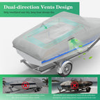 Uirway Boat Cover Waterproof, Heavy Duty 1200D Boat Tarp With Reflective Strips, Bass Boat Covers For Trailering & Mooring, Fits
