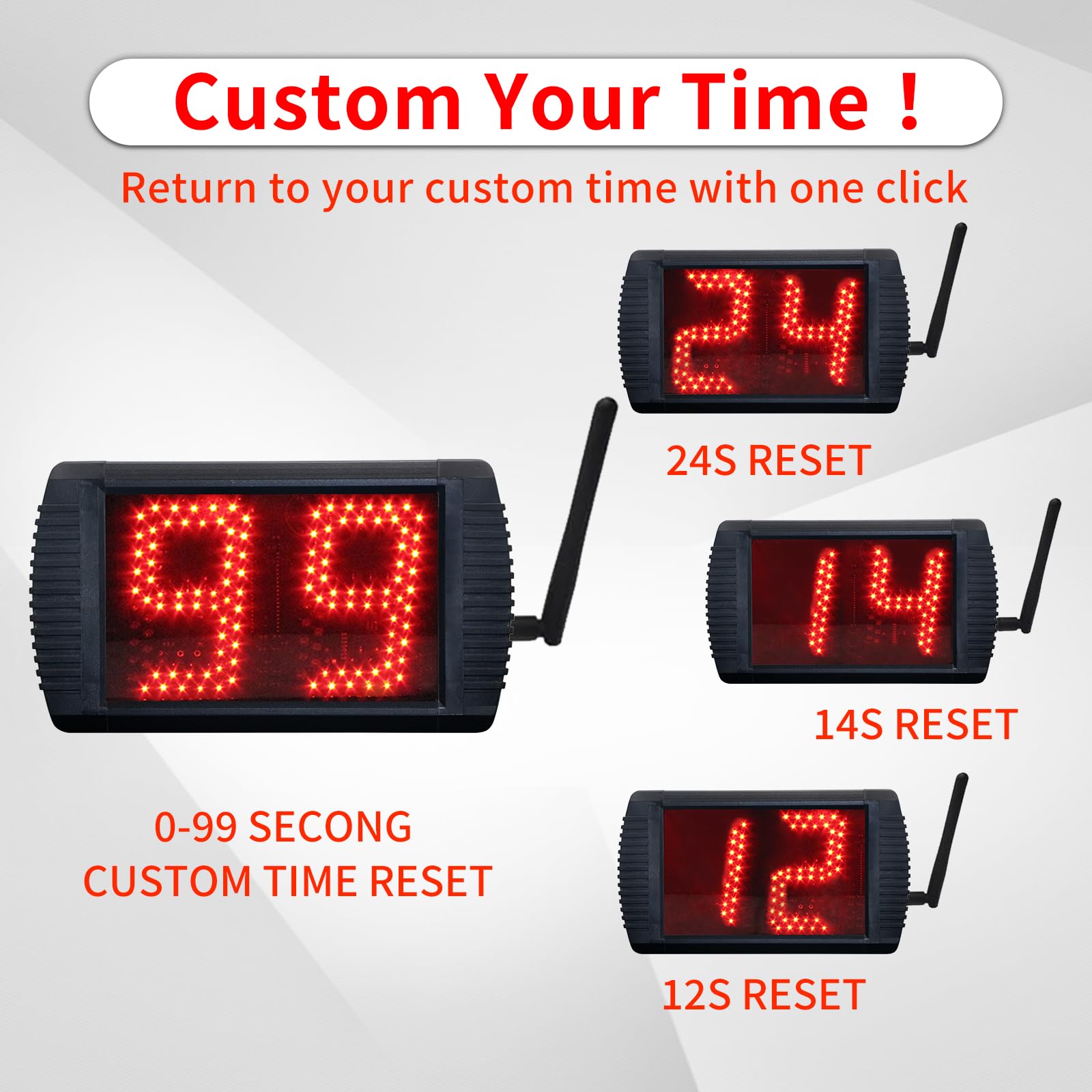 Yz 5 Inch Led Custom Time 12/14/20/24/30 Seconds Shot Clock Countdown Timer Clock For Basketball Game, Portable Shot Clock Timer