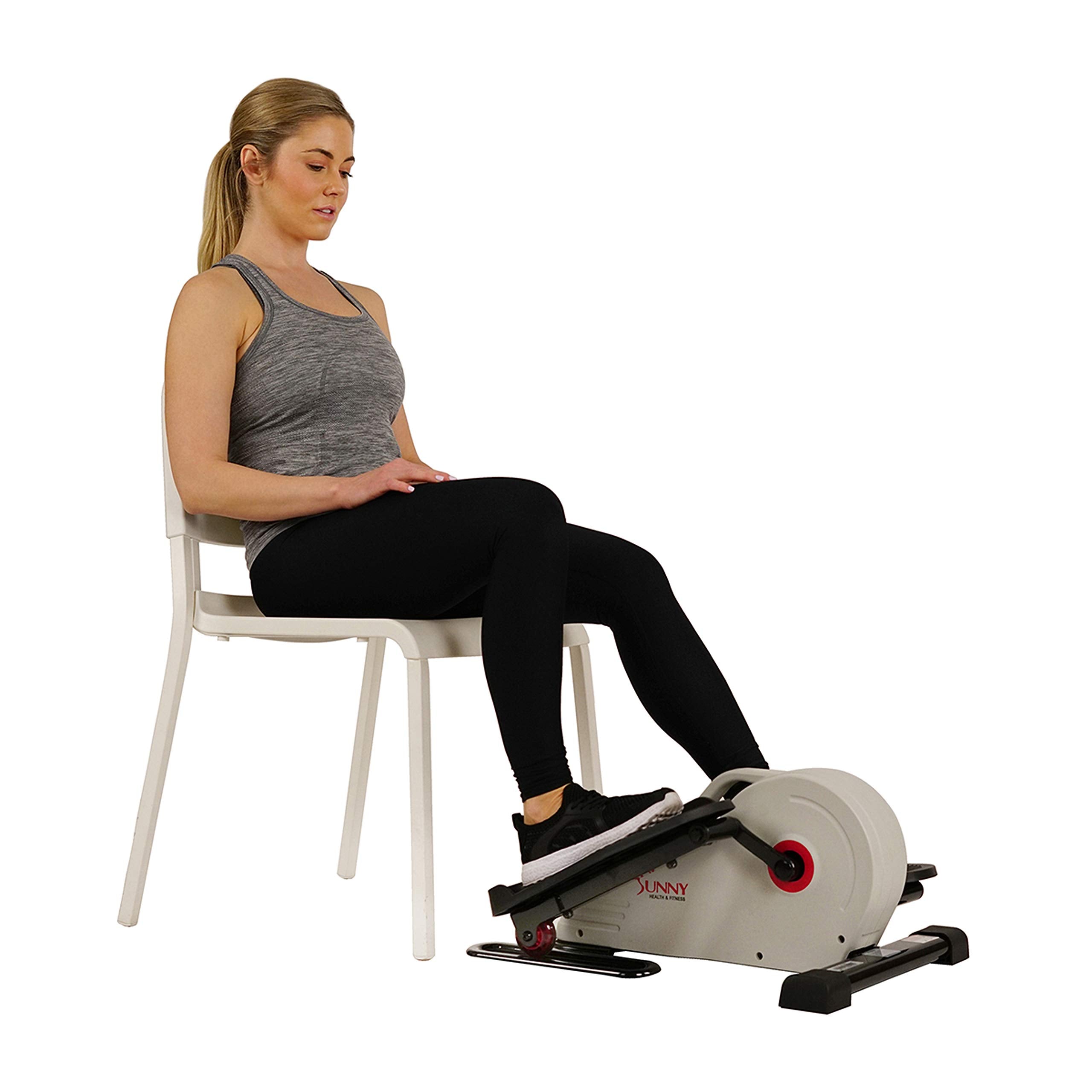Sunny Health & Fitness Fully Assembled Magnetic Under Desk Elliptical Peddler, Portable Foot & Leg Pedal Exerciser(White) - SF-E