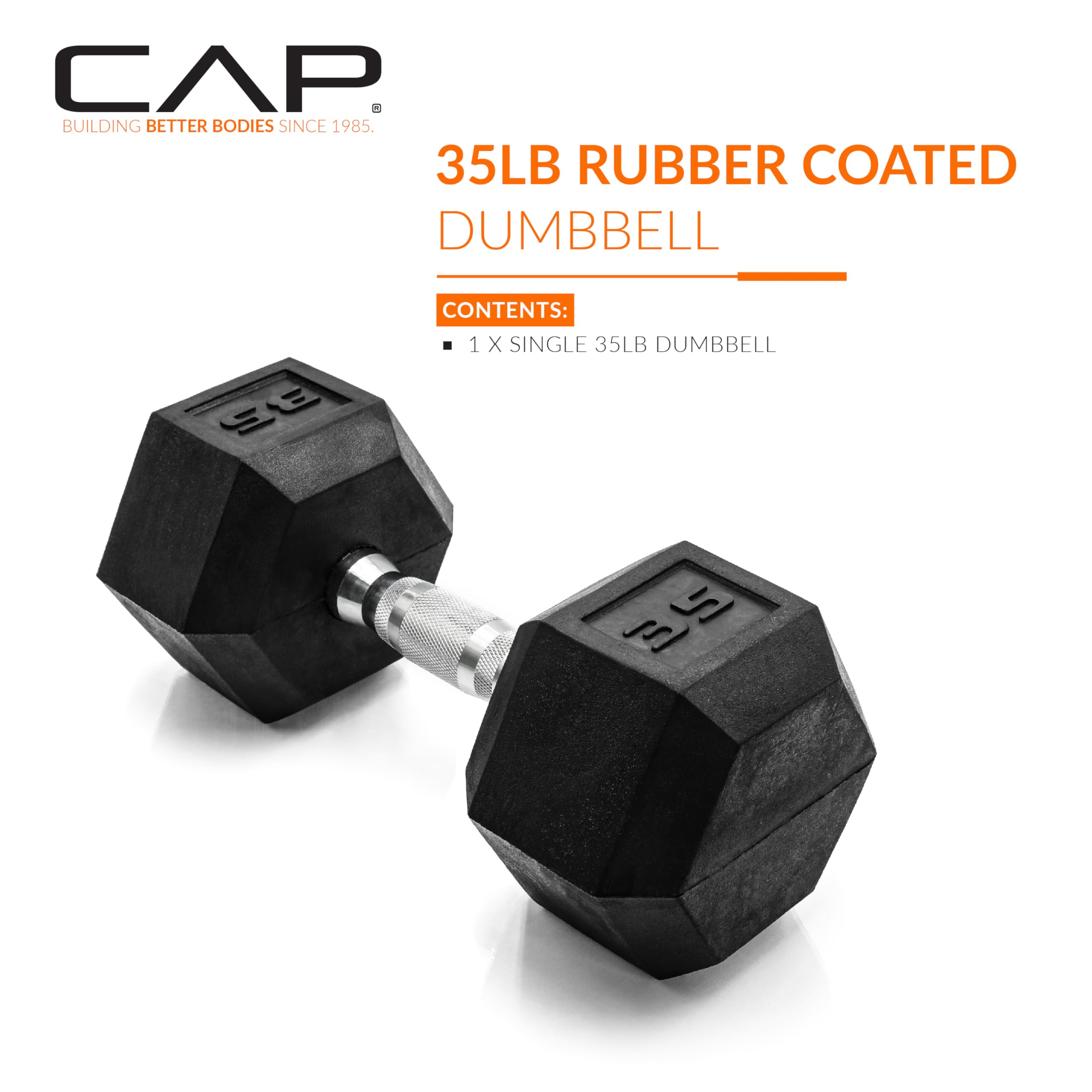 Cap Barbell 35 Lb Coated Hex Dumbbell Weight, New Edition