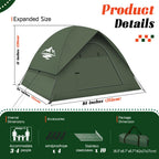 Tents For Camping 3-4 Person With Rainfly, Camping Tents Waterproof Windproof, Not Crowded For 2 Person Camping Tent, Outdoor Do