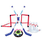Hover?Hockey, Soccer, Bowling?3-In-1?Sports Set! Safe Indoor Game, 6 Bowling Pins, 2 Hockey Sticks, 2 Goals, 1 Hover Disk, Glide