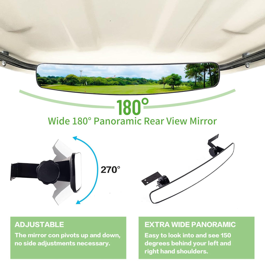 10L0L Newest Golf Cart Folding Side Mirror And Panoramic Rear View Mirror Kit For Ezgo, Club Car, Yamaha,Golf Cart Accessories,