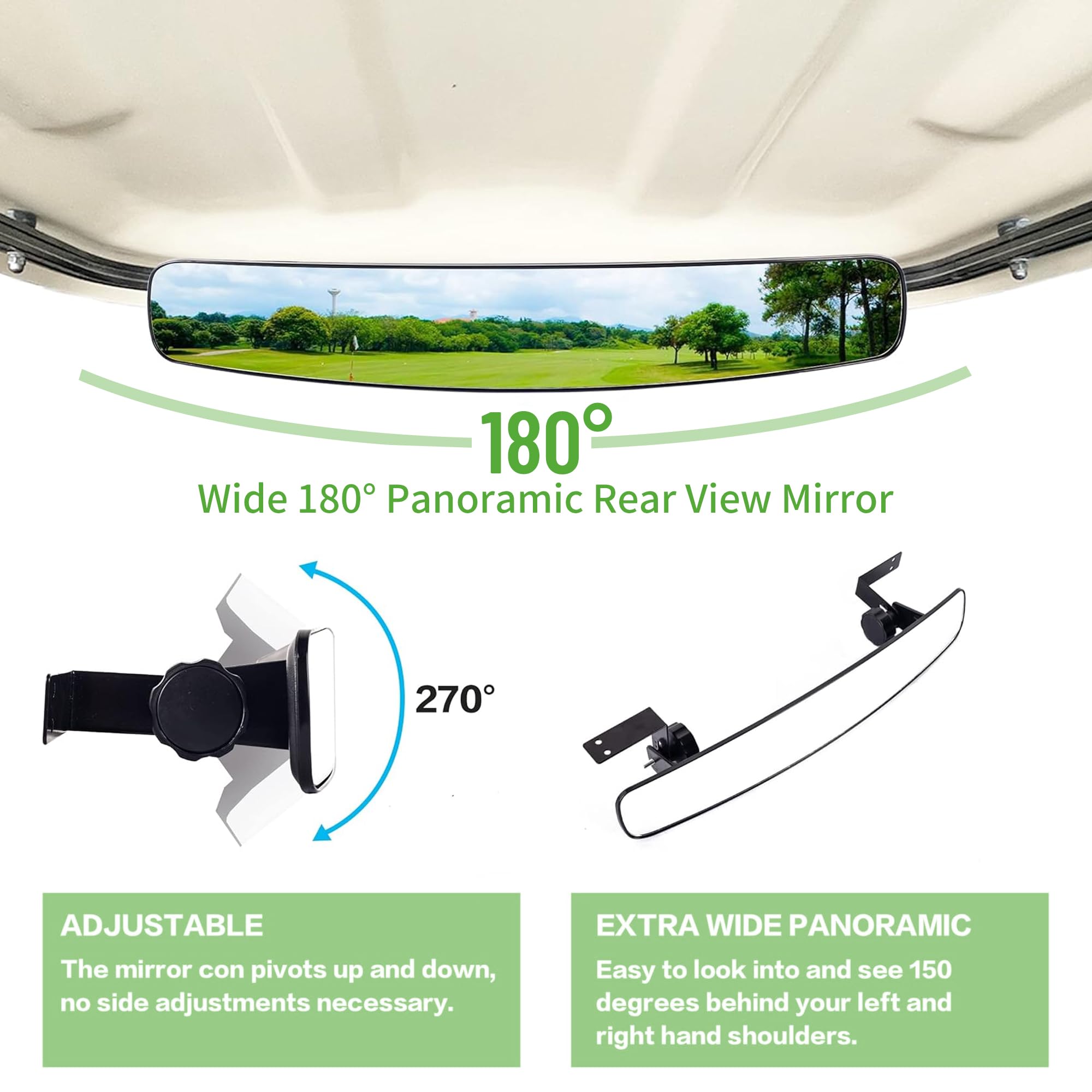 10L0L Newest Golf Cart Folding Side Mirror And Panoramic Rear View Mirror Kit For Ezgo, Club Car, Yamaha,Golf Cart Accessories,
