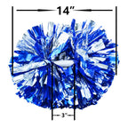 Hooshing 2 Pack Pom Poms Cheerleading Blue And Silver Pompoms With Baton Handle For Team Sports Spirit Dance Cheering