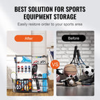 Vevor Golf Storage Garage Organizer, 2 Golf Bag Storage Stand Holder And Other Sports Equipment Storage Rack, Outdoor Steel Ball