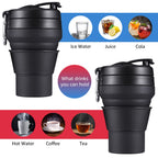Easyxq Collapsible Coffee Cup, 16 Oz 480Ml Silicone Folding Camping Cup, Leak Proof Bpa Free Portable Cup, Travel Mug With Lids