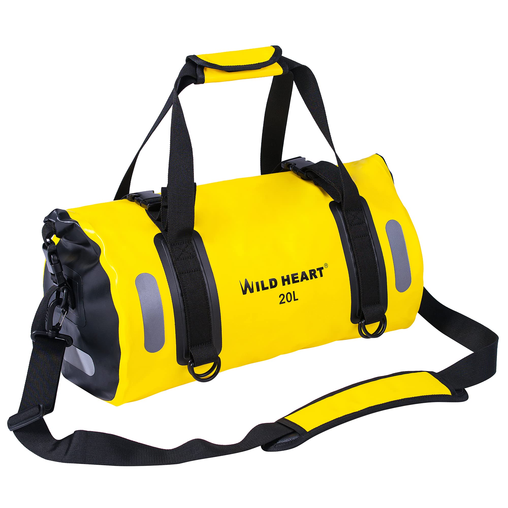 WILD HEART Waterproof Bag Duffel Bag 20L 30L 40L with Welded Seams Shoulder Straps, Mesh Pocket for Kayaking, Camping, Boating,B