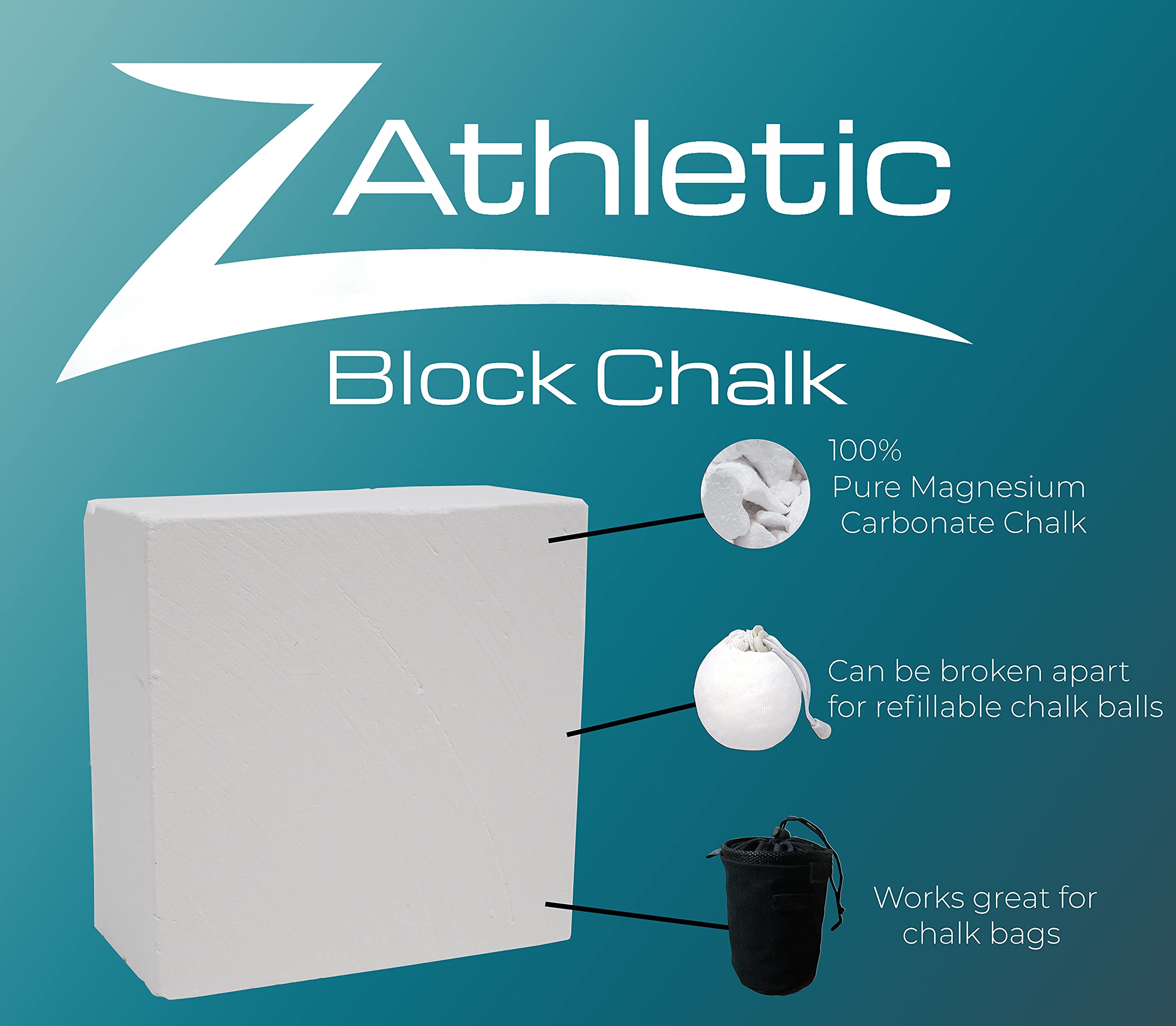 Z Athletic 8 Blocks Of 2Oz Chalk Total 1Lb For Gymnastics, Weightlifting, Rock Climbing, Crossfit