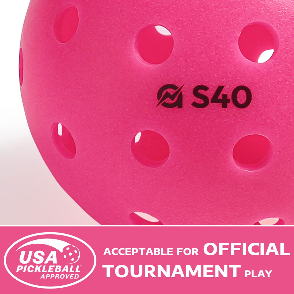 A11N S40 Outdoor Pickleball Balls- Usapa Approved, 3-Pack, Fuchsia