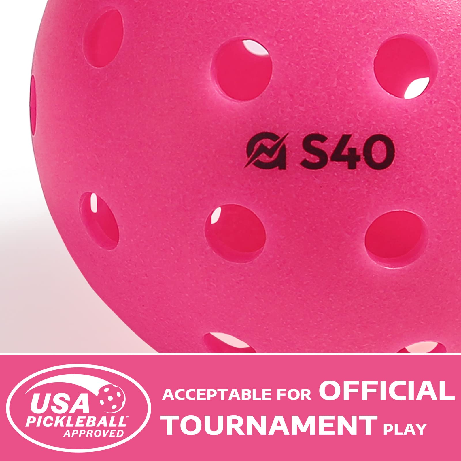 A11N S40 Outdoor Pickleball Balls- Usapa Approved, 3-Pack, Fuchsia