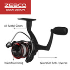 Zebco Dock Demon Spinning Reel And Fishing Rod Combo, 30-Inch 1-Piece Fiberglass Fishing Pole, Eva Rod Handle, Size 10 Reel, Pow