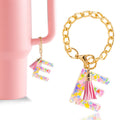 Letter Charm Accessories for Stanley Cup 1 PCS Cute Initial Keychain Handle Charm for Stanley Tumbler for Women Pink Letter E