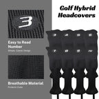 Majek All Hybrid Head Cover Golf Club Black Sleek Tight Fit Headcover Set 3-Pw Acrylic Head Covers 3 4 5 6 7 8 9 Pw Easy To See
